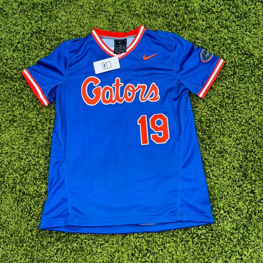 Women Nike Florida Gators Vapor V Neck Softball Jersey Sz Med (19.5x27)